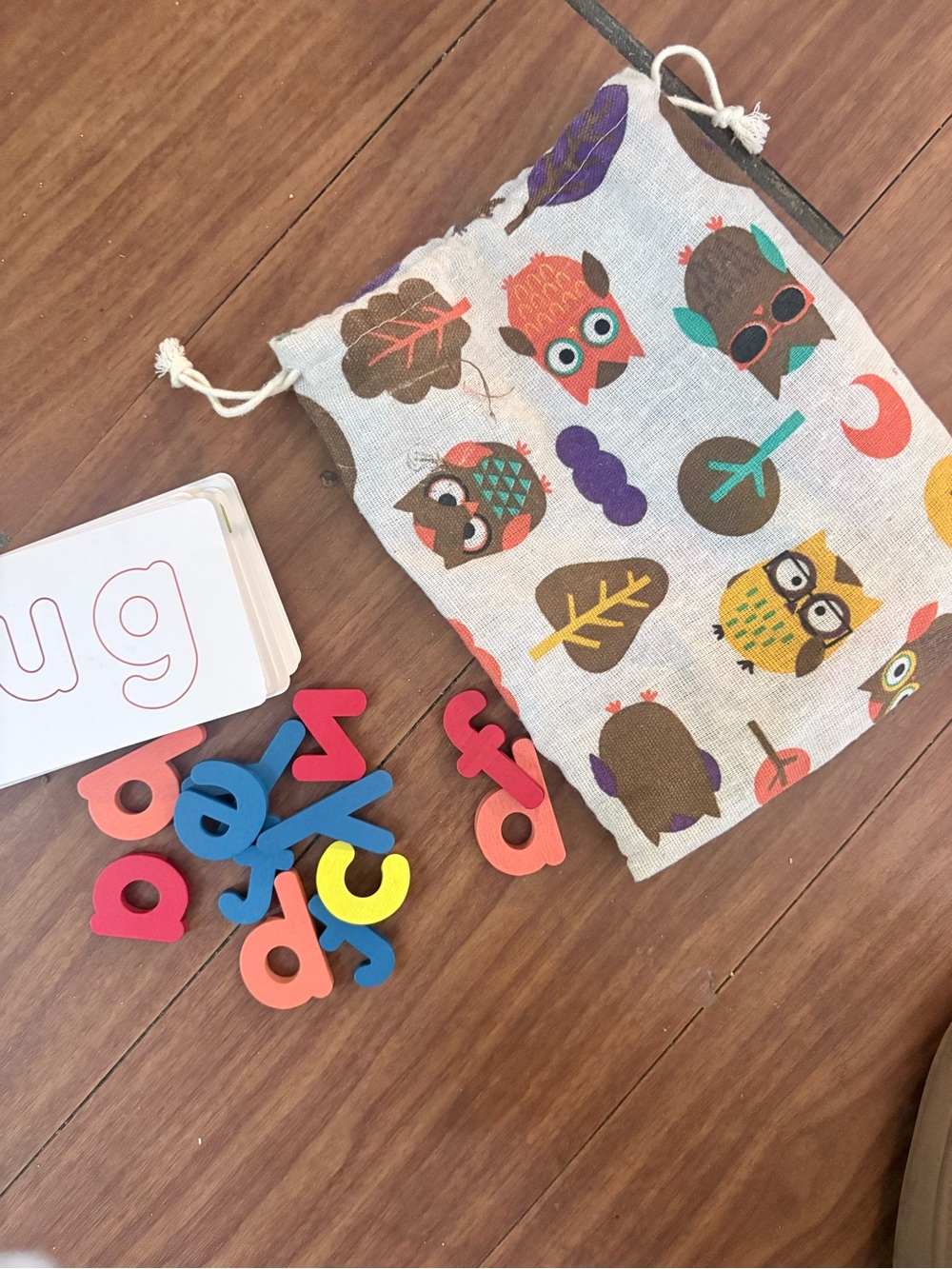 Kids Alphabet Foam Letters Learning Set with Owl Drawstring Bag - Multicolor